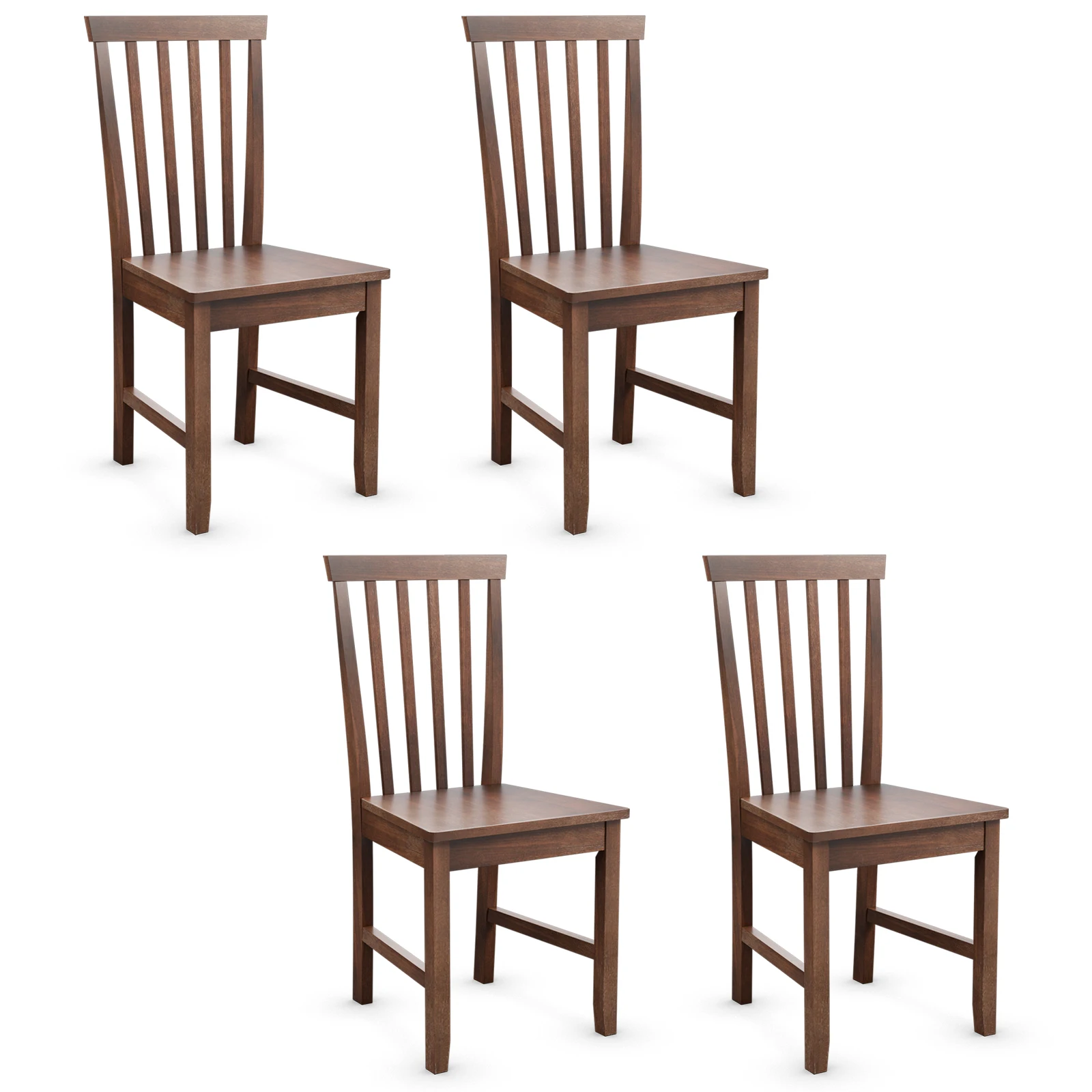 4 PCS Dining Chair Kitchen Spindle Back Side Chair with Solid Wooden Leg