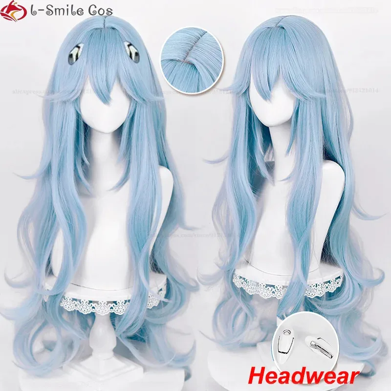 Wig Cosplay Ayanami Rei Anime Berkualitas Tinggi 2025, Panjang 100cm, Warna Biru Cyan Keriting, Tahan Panas, untuk Pesta Halloween + Wig Cap