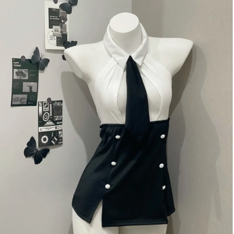 Uniforme Sexy de secretaria para profesora de mujer, trajes de señorita secretaria, Tops, Mini vestido Kawaii, disfraces de oficina para mujer, lencería erótica