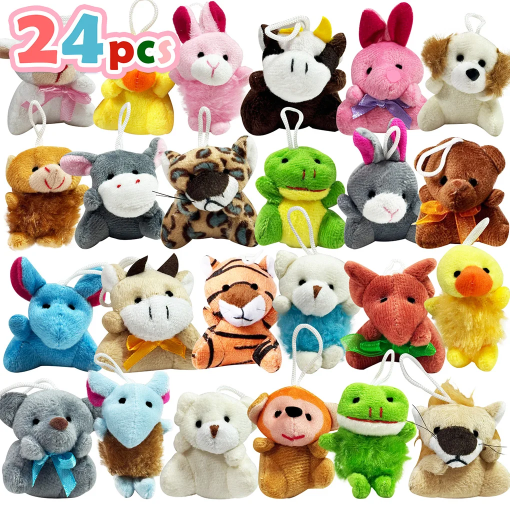 

24PCS Mini Animal Plush Toy Assortment 24 Units, Small Stuffed Animal Bulk for Kids, Carnival Prizes, School Gifts, Valentine's