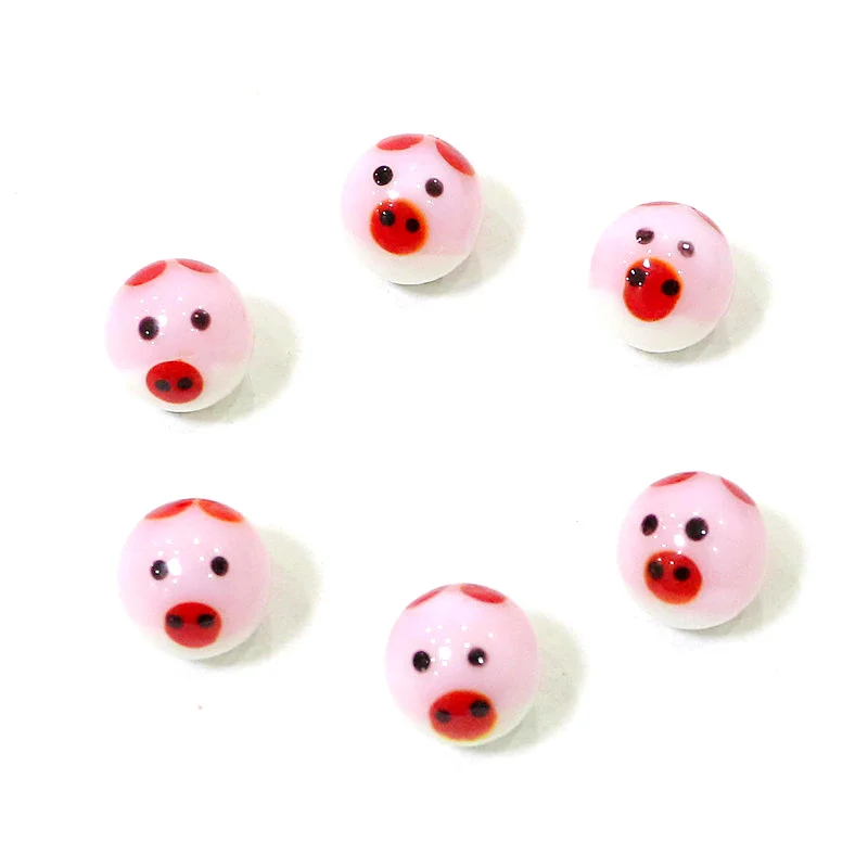 

6PCS Cute Pink Pig Design Rare Glass Marbles Ball Kid's Game Pinball Gifts Xmas New Year Ornaments Garden Decor Accessories 16mm