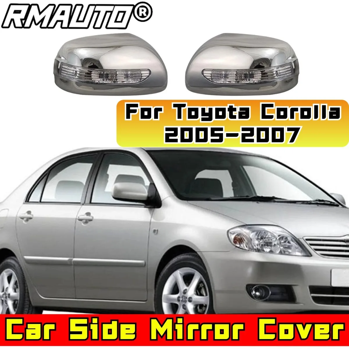 For Toyota Corolla 2005-2007 Car Rearview Protect Side Mirror Cover With Light Body Kit Rearview Mirror Cover Trim Accessories