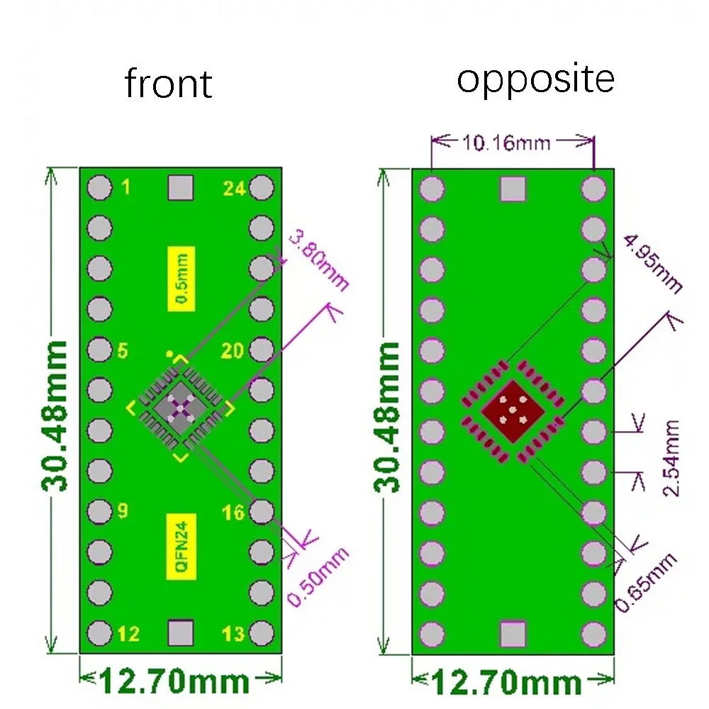 3 Stück für qfn24 bis dip24 smt zum direkten Einsetzen der Adapter platine 0,5mm 0,65mm Dip-Schalter Adapter platte Test platine – Detail 3