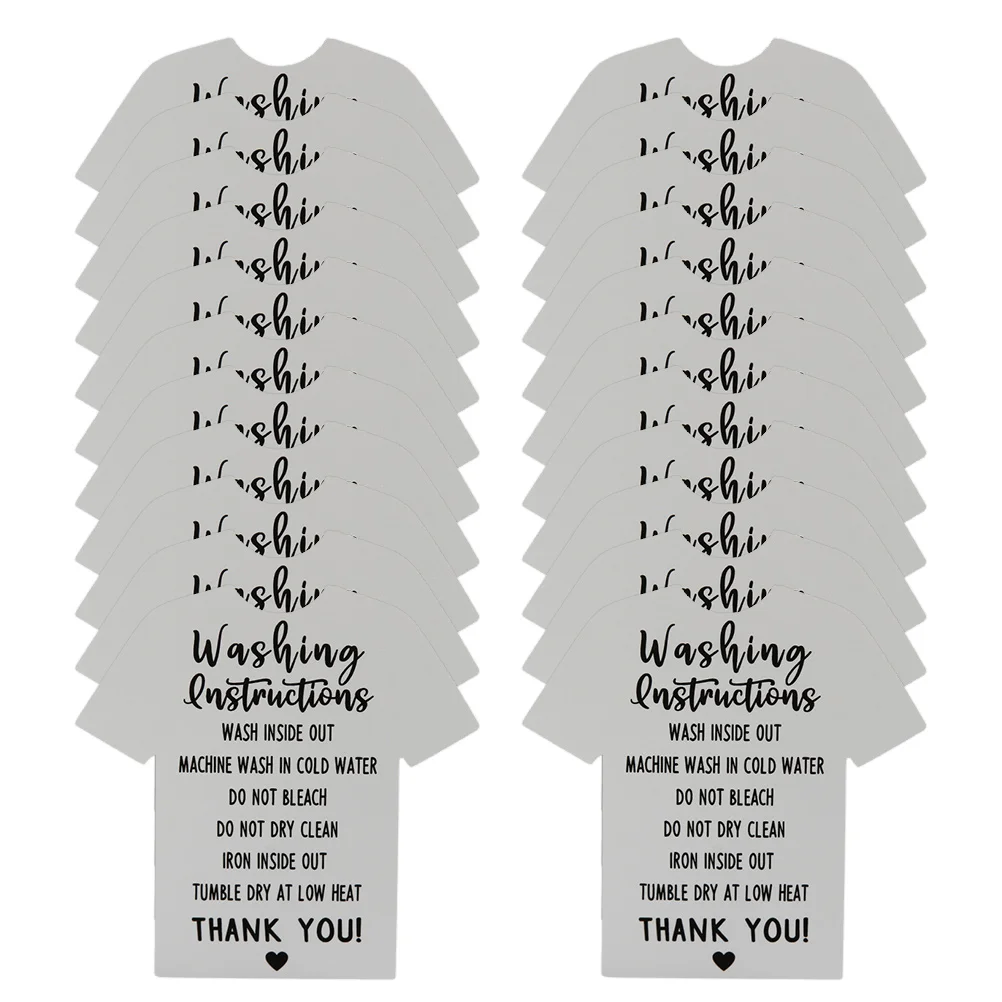 100 Pcs Shirt Care Card Clothes Wash Guide Label Clothing Instruction Tag Sweater Clean Paper Apparel