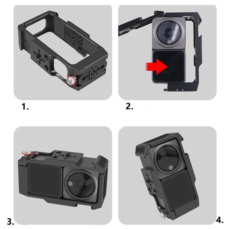 سبائك الألومنيوم إطار معدني غطاء للحماية تبديد الحرارة قفص حافظة 1/4 "الحذاء البارد جبل توسيع ل DJI Action 2 Cam