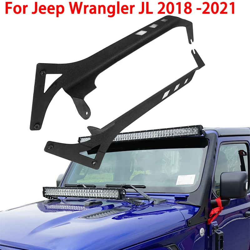 52 Inch LED Work Light Bar Upper Windshield Mounting Bracket For Jeep Wrangler JL 2018 2019 2020 2021 Light Bar Holders Stands