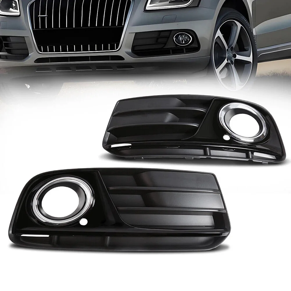 

For Audi Q5 2013-16 Fog Light Covers Grille Bezel Front Bumper 8R0807681M 8R0807682M Plastic Black Car Accessories Easy To Use