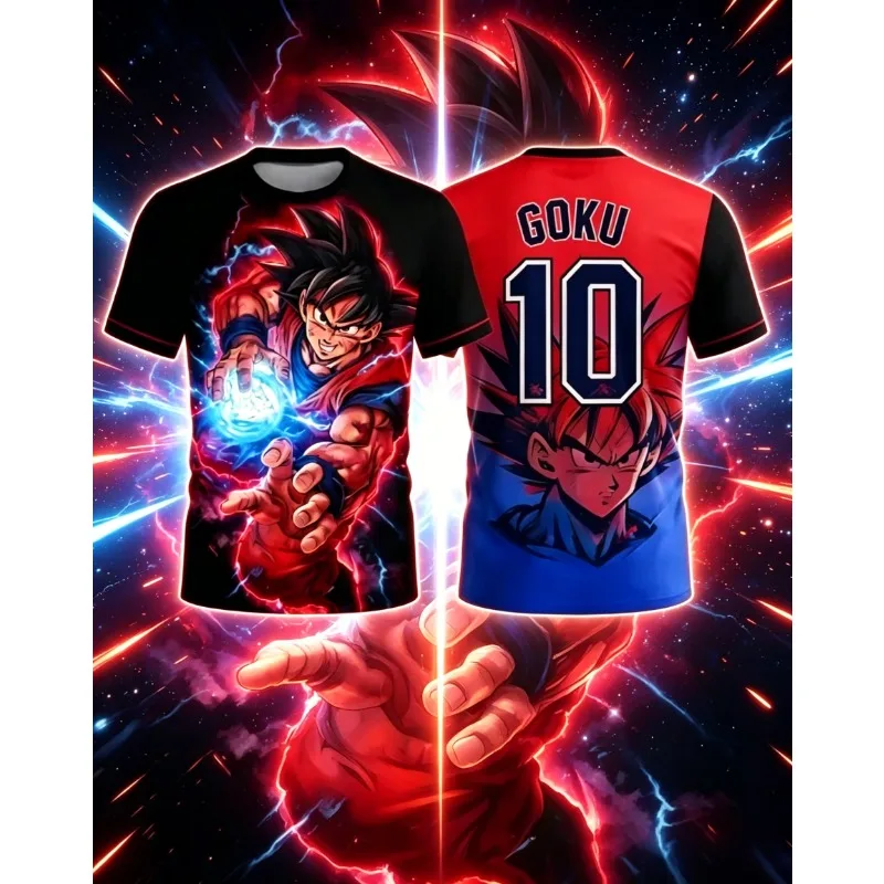 2026 Summer Dragon Ball #10 Retro Fitness T-shirt Men's Oversized 3D Printed Short-sleeved Family Unisex Children's Sports Shirt