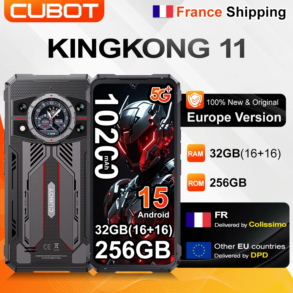 [Versand aus Frankreich] Cubot KingKong 11 Robustes Smartphone 5G 10200mAh 32GB(16+16)+256GB 108MP 6,72'' Mobiltelefon NFC Android 15