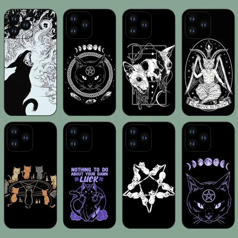 Witch And Cat Colorful Phone Case For iPhone 11 12 13 14 Mini Pro XS Max X S Plus XR Shell