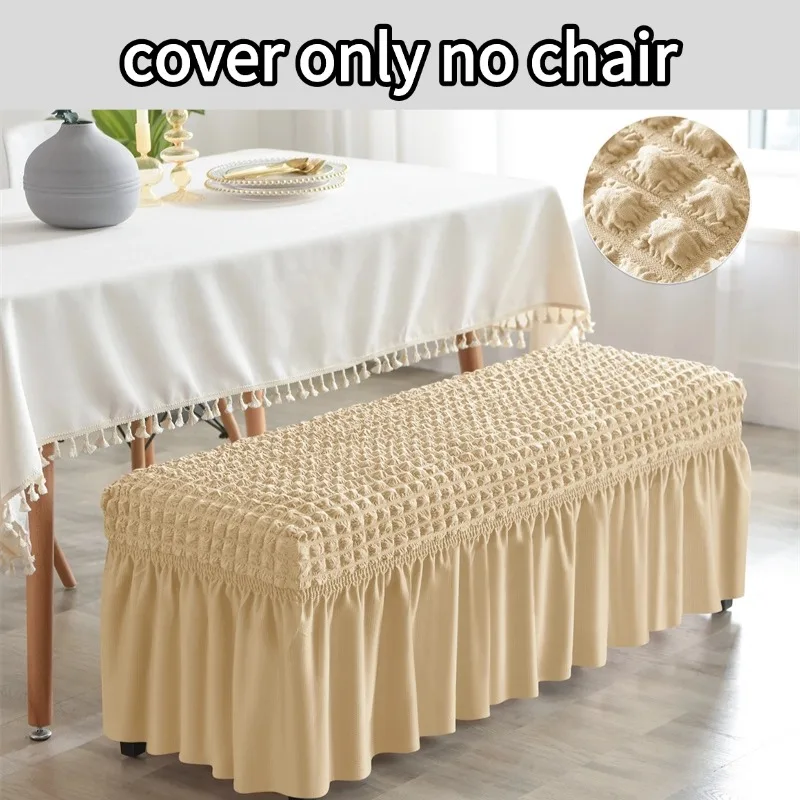 1PC Classic Seersucker Bench Covers Solid Non-Slip Ottoman Slipcover Soft Piano Chair Case with Skirt Bedroom Seat Protector