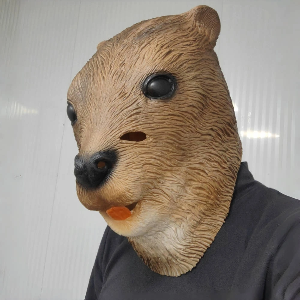 Beaver Mask Animal Carnival Funny Squirrel Mask Festival Cosplay Party Props Realistic Beaver Head Cover For Halloween Christmas