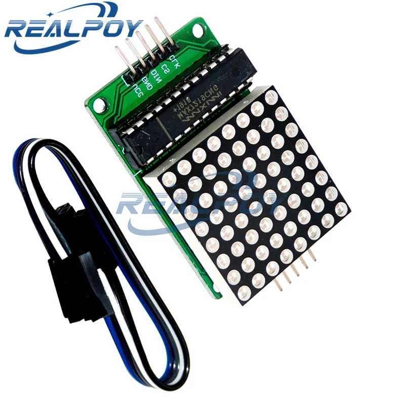 8x8 8*8 MAX7219 Dot Led Matrix Module MCU LED Display Control Module For Arduino 5V Interface Module Output Input Common Cathode