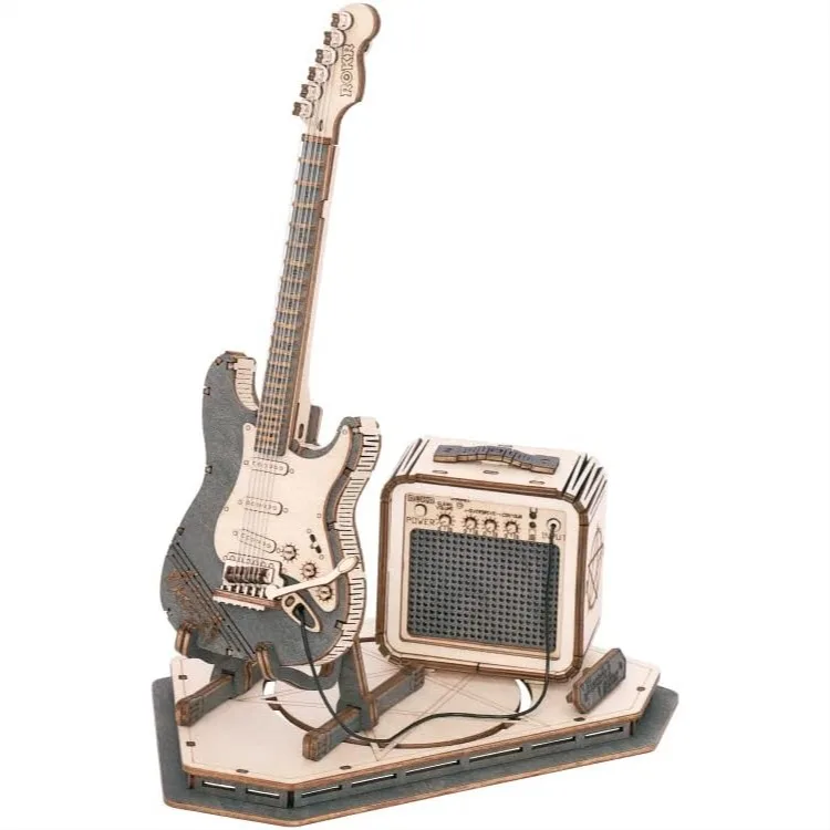 

Wooden 3D Puzzles for Adults Guitar, Musical Instrument Model Kit DIY Build, Desk Decor Gifts