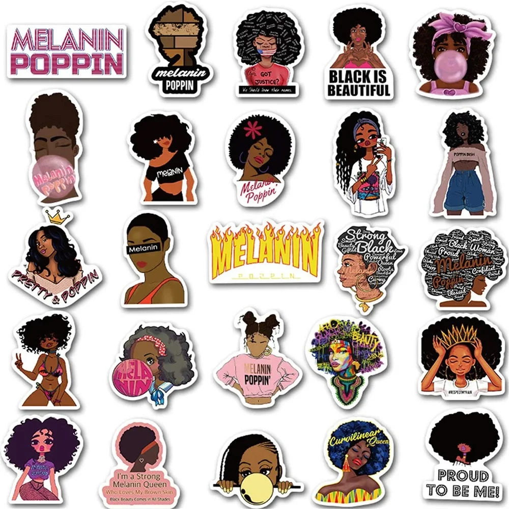 50PCS/Pack Classic Toy Melanin Poppin Cartoon Stickers Car Motorcycle Travel Luggage Guitar Waterproof Decal Sticker Toy Kid