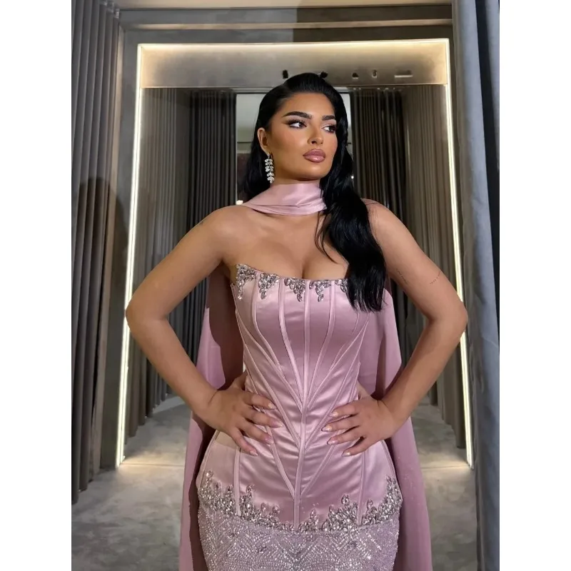 エレガントなストラップレスのスパンコール付きイブニングドレスセクシーなレースマーメイドウエディングドレスパーティードレス Vestdos De Fiesta カスタマイズ