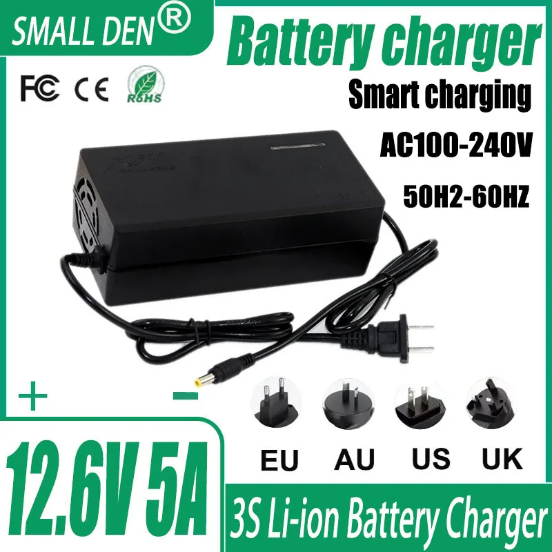 12.6V 5A battery Charger for 18650 Li-ion 3Series 12V Lithium Battery Pack Charger EU/US/UK/AU High quality plug