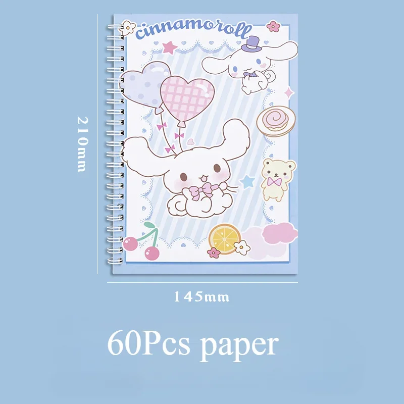 Sanrio Kuromi Coil Notebook Girls Kawaii Anime Cinnamoroll Melody Learning Stationery Notepad Diary Book Birthday Gift Kids Toys