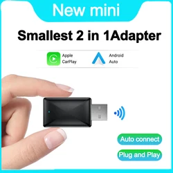 2in1 Wireless CarPlay Android Auto Adapter USB Dongle Smart Mini Box Plug And Play Universal For VW Honda Toyota Nissan Ford Ben
