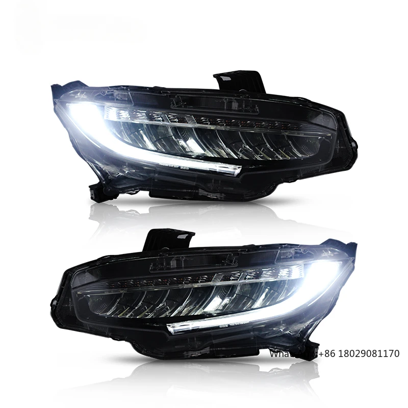 

FLYFISHP Factory Wholesales LED Modified Headlights Front Lamp 2016-UP 10th Sequential Turn Lights For Honda Civic Coupe