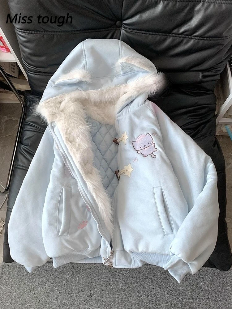 

Зимняя корейская модная женская куртка Y2k Kawaii, японская повседневная утолщенная теплая ветровка, пальто в консервативном стиле, шикарная женская одежда