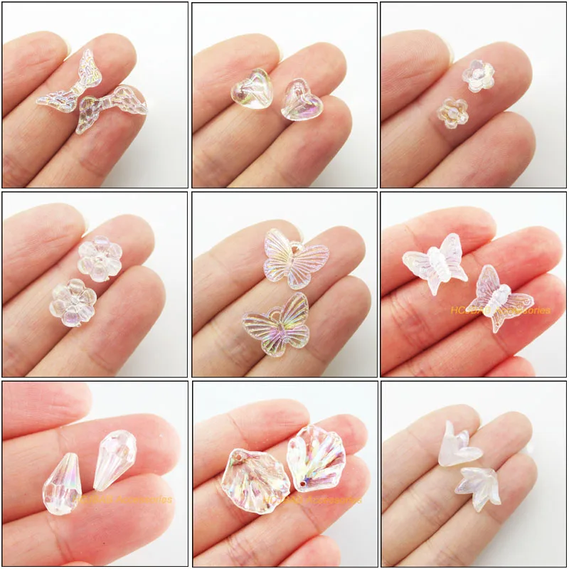 New Retro Flower Wings Butterfly Leaf Charms For Gifts Jewelry Mirage Acrylic Pendants Spacer Beads