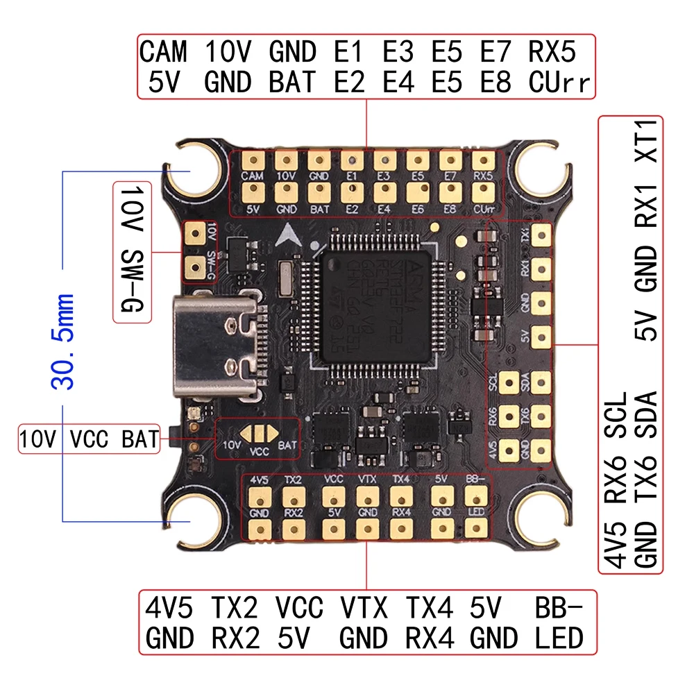 Controlador de vuelo HAKRC F722 V2 DJI F7 OSD 3-6S Lipo Dual BEC 5V 3A / 9V 2.5A Betaflight STM32F722RET6 30x30mm para RC FPV Drone