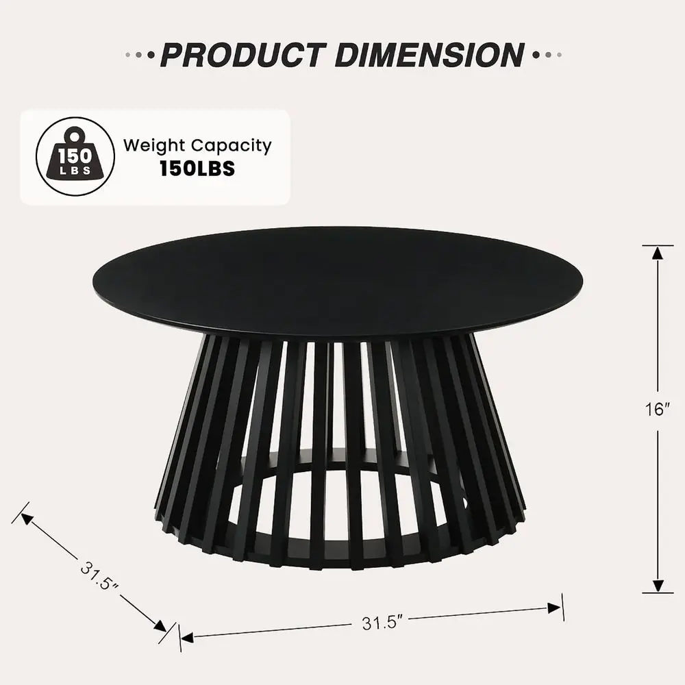 Contemporary Wooden Round Coffee Table, 31.5 Diameter, Suitable for Living Room, Small Spaces, and Outdoor Patios