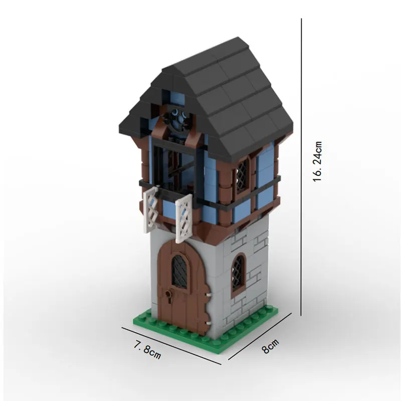MOC Medieval Architecture Castle Tower Watchtower Beginner Small Particle Building Block Toy (167pcs)