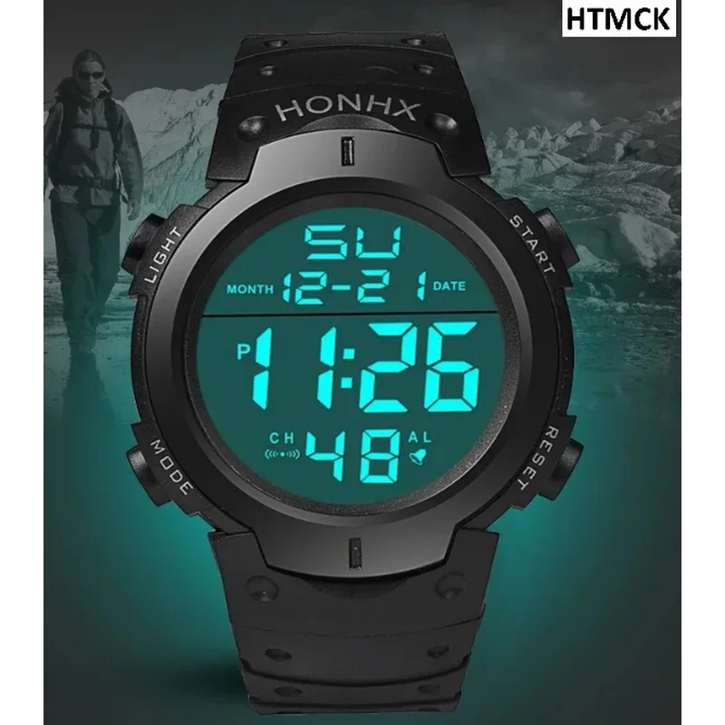 Men Sports LED Digital Watch, Multi-Function Rubber Fitness Watch, Athletic Electronic Sports Timepiece Clock gallery 1