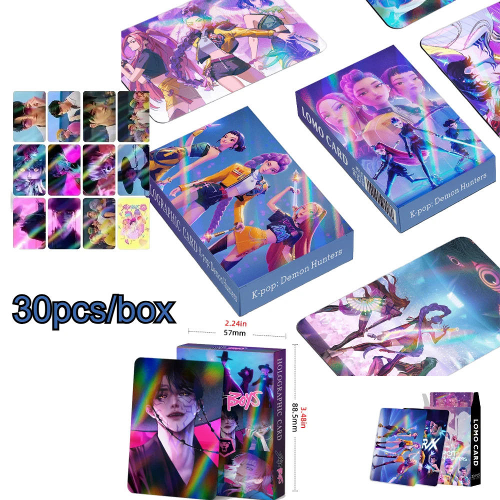 30 pièces K-POP Huntrix Derpy SAJA garçons chat bleu cartes photo Anime cartes à collectionner pour les Fans de K-POP Merch/cartes commerciales jeux cadeau