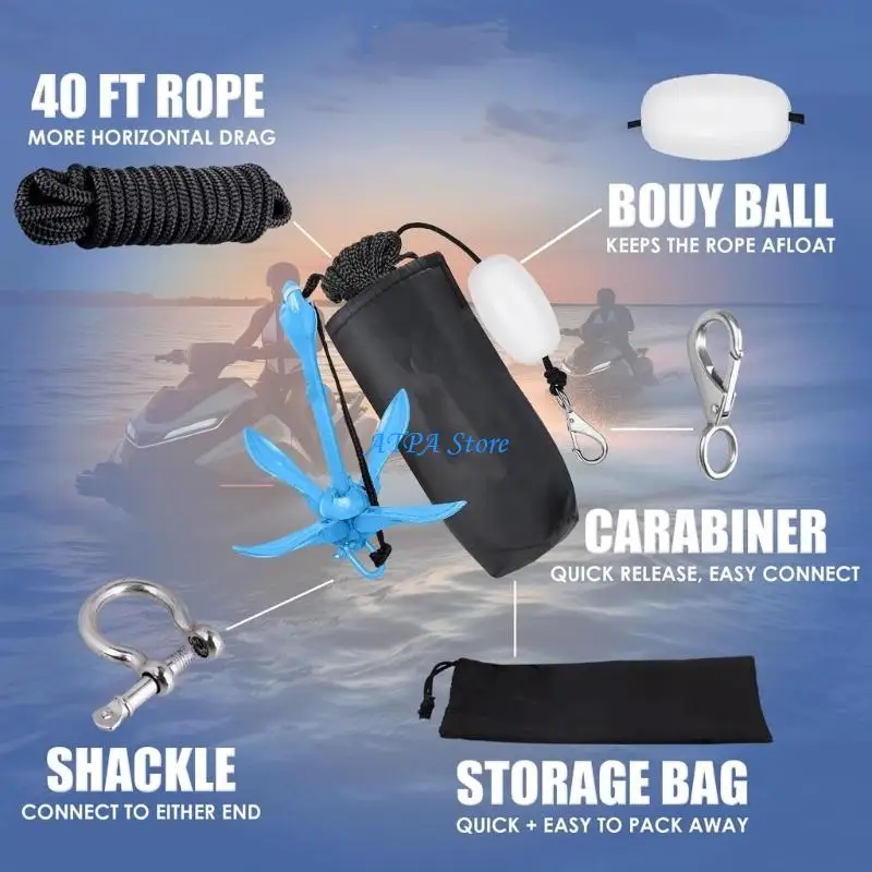 Ensemble d'amarrage marin en acier carbone U13C, avec bouée mousqueton 700G pour petites embarcations