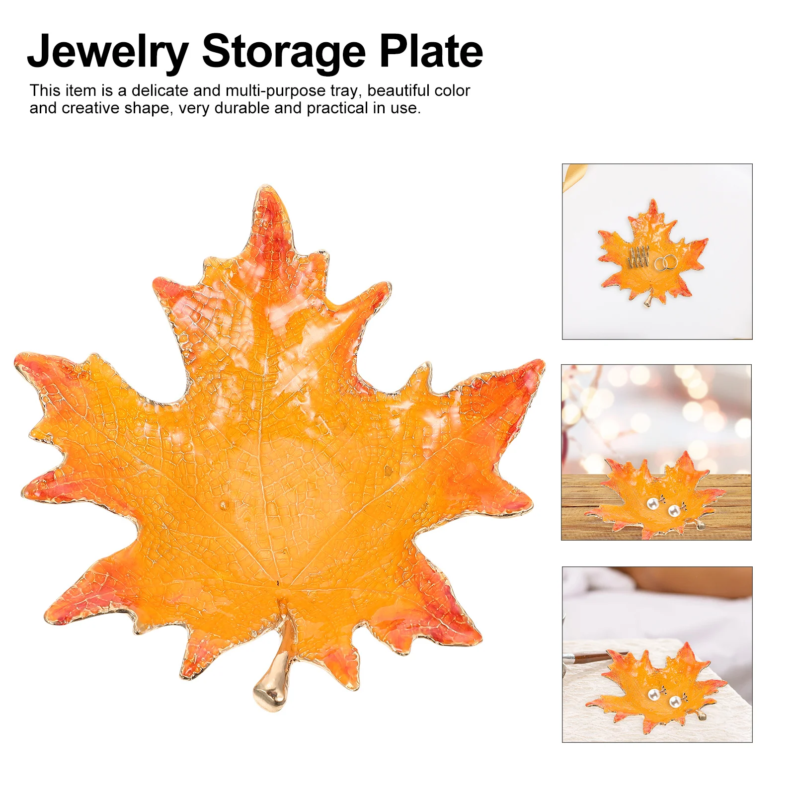 Maple Leaf Shape Jewelry Tray Decorative Jewelry Holder Desktop Storage Plate Durable Desktop Decor Storage Plate