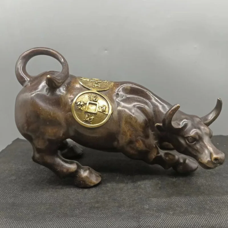 

Antique Copper Figurine Wall Street Zodiac Bull Home Bullish Craft Living Room Decoration