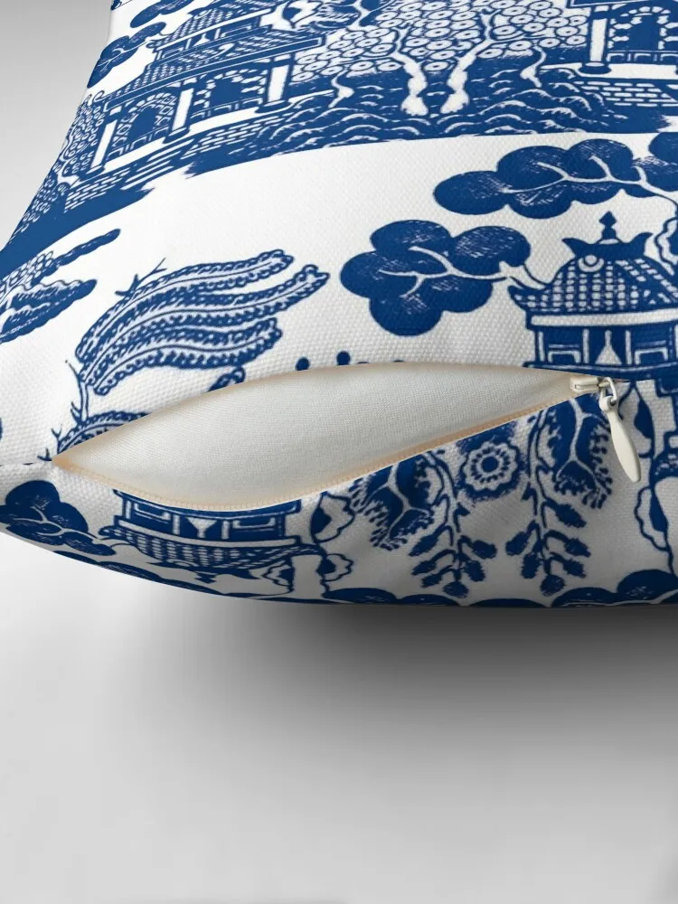 Blue Willow Chinoiserie Blue And White Porcelain Inspiration Throw Pillow Cushions For Children luxury decor pillow cover luxury