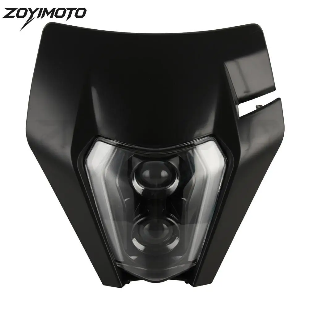 Aluminum Housing PC Lens Front Headlamp Mask For KTM EXC XC-W 300 350 450 500 For Husqvarna FE TE Dirt Bike Light