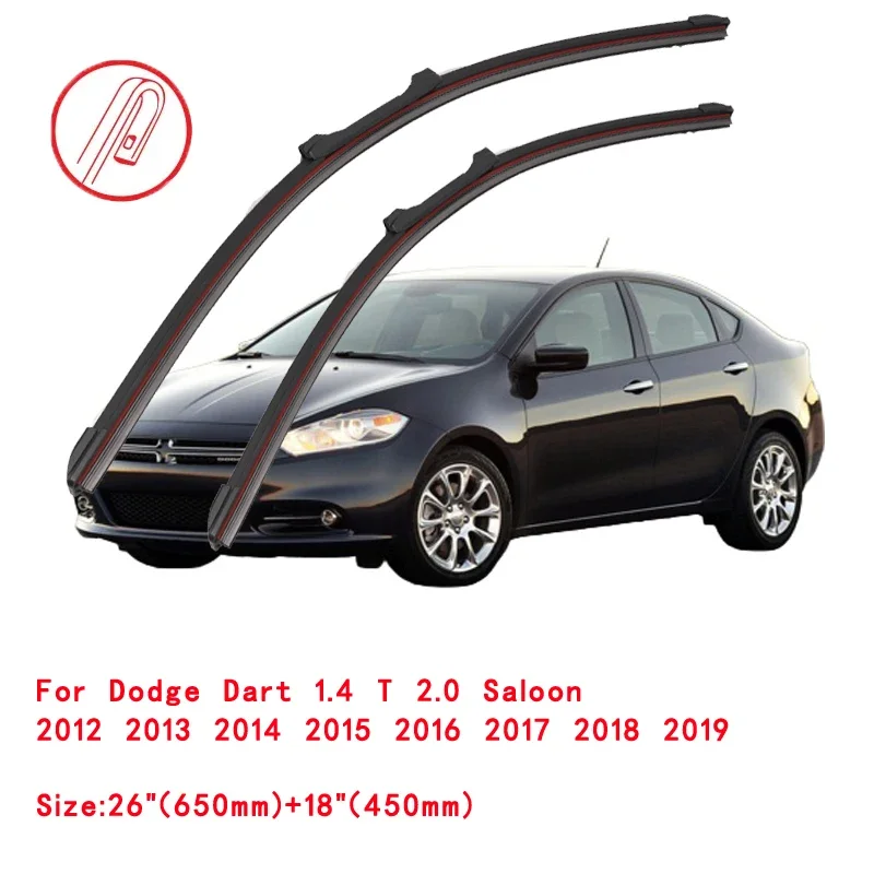 For Dodge Dart 1.4 T 2.0 Saloon 2012 2013 2014 2015 2016 2017 2018 2019 Winter Brushes Double Rubber Car Windshield Wiper Blades
