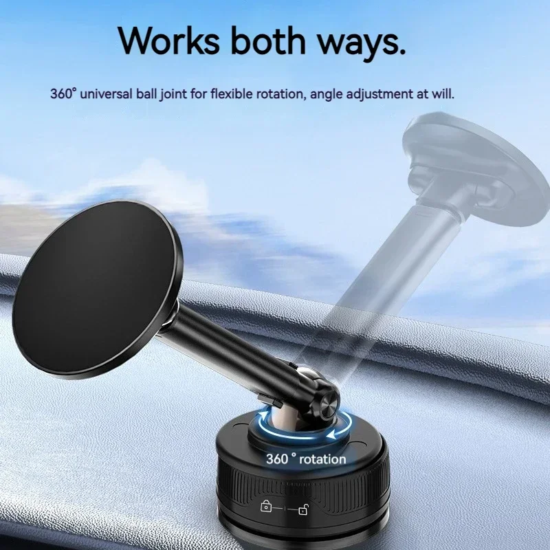 

360°Rotate Scalable Car Magnetic Phone Holder Vacuum Sucker Stand For Magsafe iPhone 17 16 15 14 13 12 Pro Max Cellphone Bracket