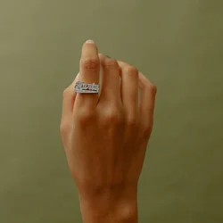 Custom Frosted 3D Wedding Ring For Couples Personality Nameplate Ring Gift For Men and Women Customized Christmas Gift