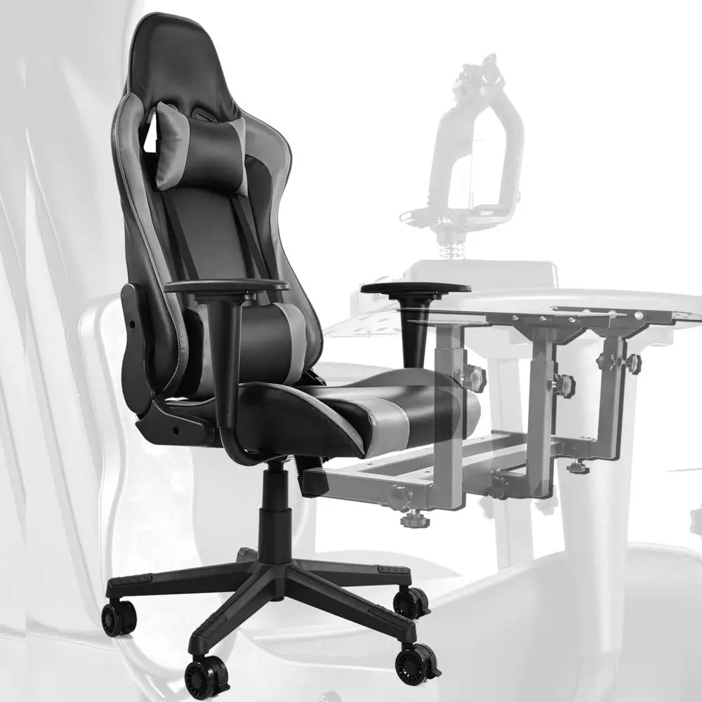 High-Back Reclining Gaming Chair with Waist Support, Pulley, and Rotatable Lighting