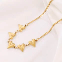 316L Stainless Steel Heart Pendant Necklace For Women Punk Gold Color Heart Charms Chain Necklaces Jewelry