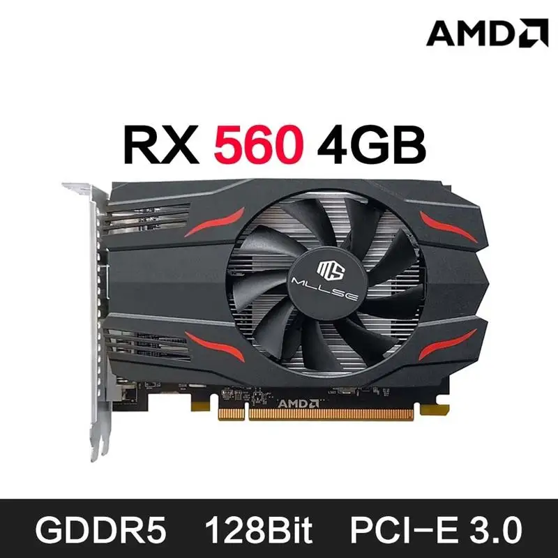 Top AMD Radeon RX 560 4GB Placa De Video Graphics Card GDDR5 128bit PCI-E X16 HDMI DP DVI rx 560 4gb Desktop Gaming Video Card