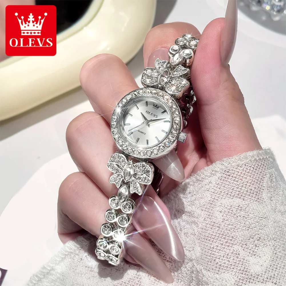 

OLEVS Fashion Women's Watches Diamond Bow Dial Waterproof Original Quartz Watch for Lady Simple Affordable Luxury Wristwatch