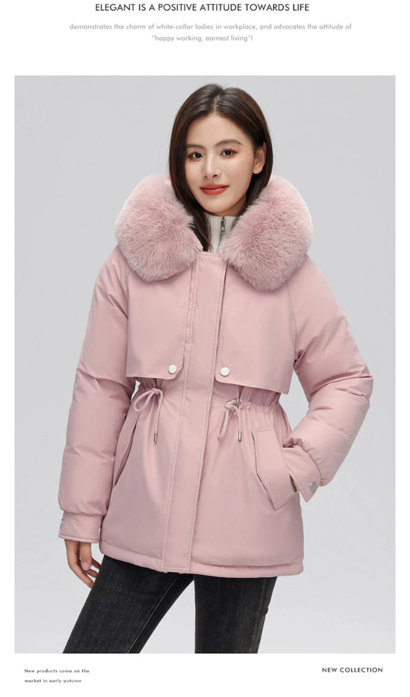 Winter Coat New Women's Thick Cotton Jacket Women's Medium Long Korean Version Fur Collar Coat Female Warm Parka Overcoat