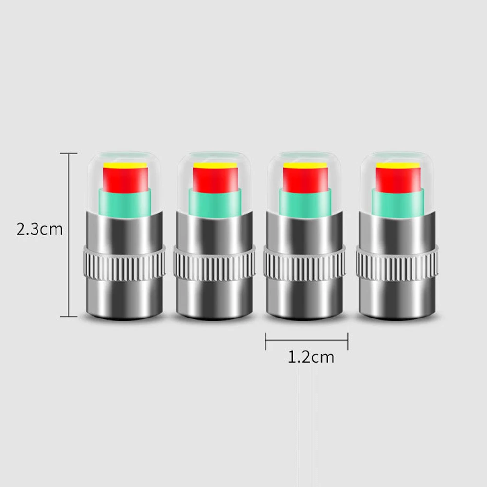 4Pcs Tire Pressure Monitor Valve Stem Cap Sensor Indicator 36 Psi 2.4 Bar Air Warning Alert Valve Pressure Diagnostic Tools Kit