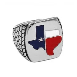 TEXAS Flag Skull Ring Stainless Steel Jewelry Vintage American Canada Britain Flag Biker Mens Ring Wholesale