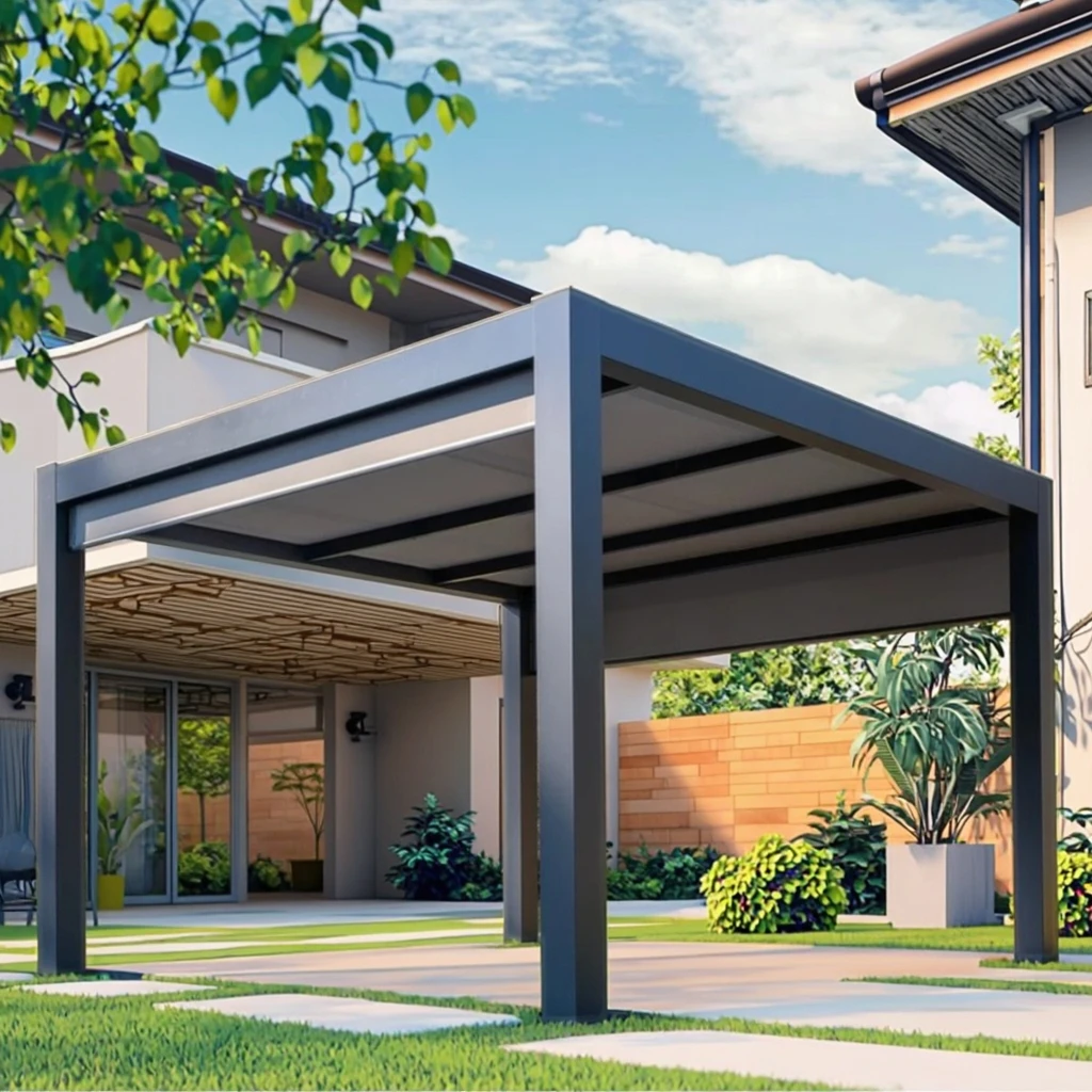 All-Weather Powder Coated Aluminum Motorized Gazebo For Four-Season Climate Zones Balcony & Garden Use