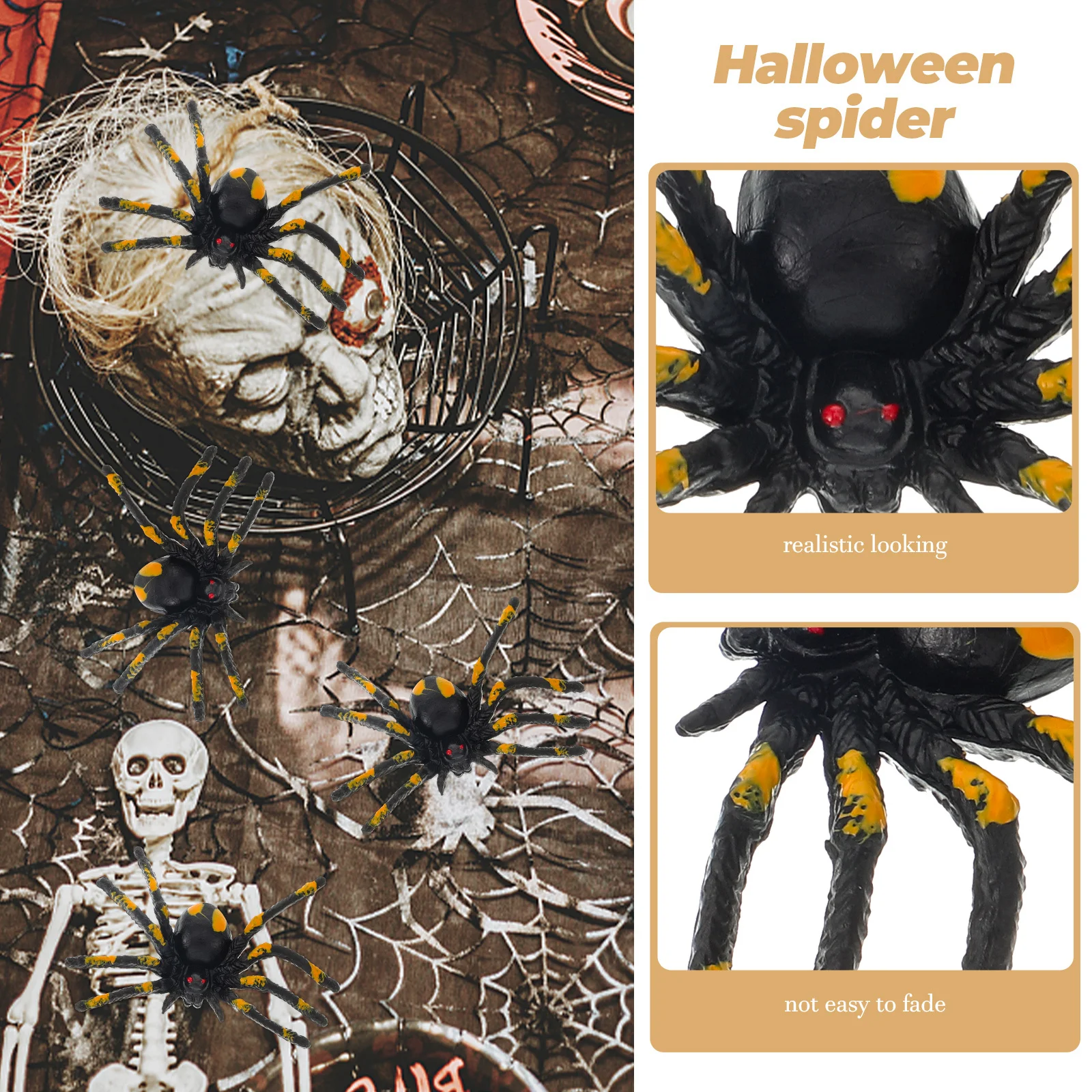 15 szt. Symulowane pająki dekoracje na Halloween straszne sztuczne rekwizyty realistyczne pająki na imprezy kostiumowe karnawały