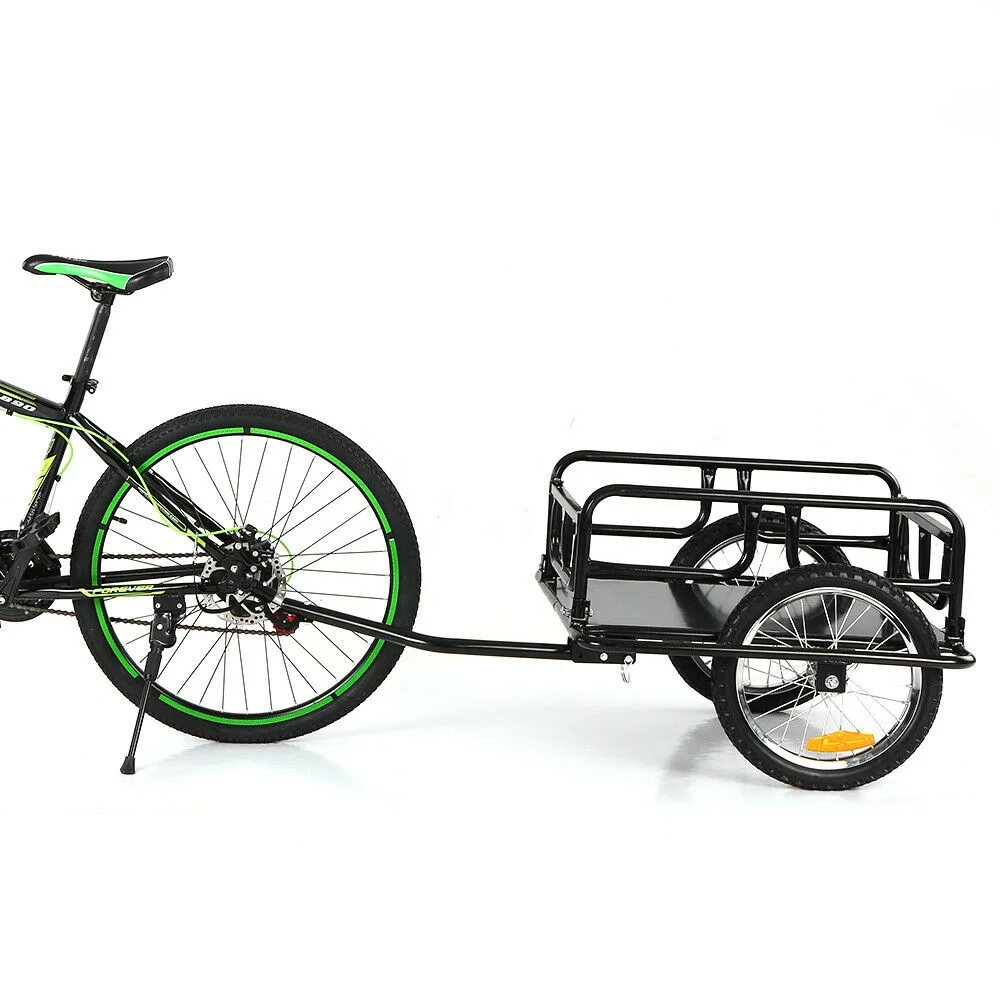 Folding Bike Trailer Cargo In Steel Frame, Extra Bicycle Storage Carrier With Hitch