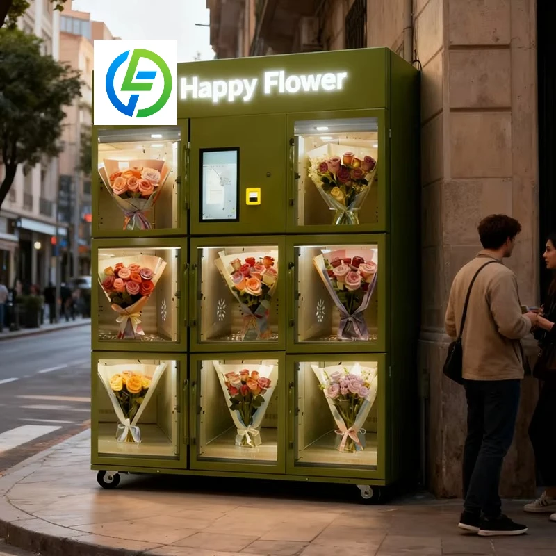 Customized Flower Vending Machine an Unmanned Self-service Flower Machine Beside a Flower Shop in a Street-side Shopping Mall